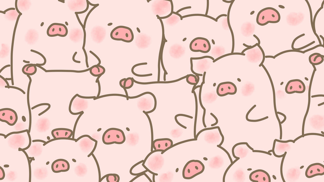 cartoon image of a pile of cute pigs