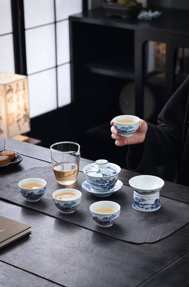 Blue-White Porcelain Gongfu Tea Set - Jesse's Teahouse