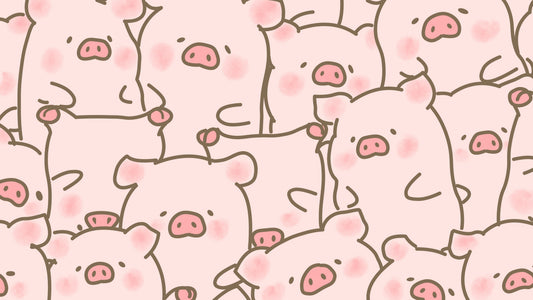 cartoon image of a pile of cute pigs