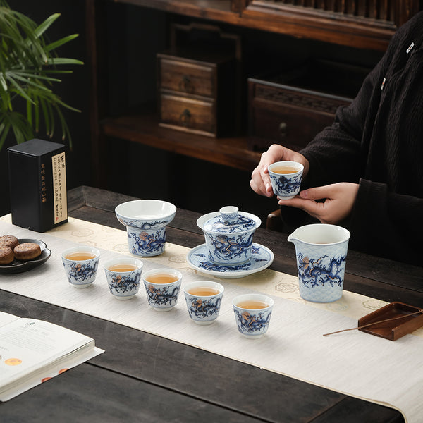Moyishi Chinese Porcelain Gaiwan Floral Dragon Jamaica