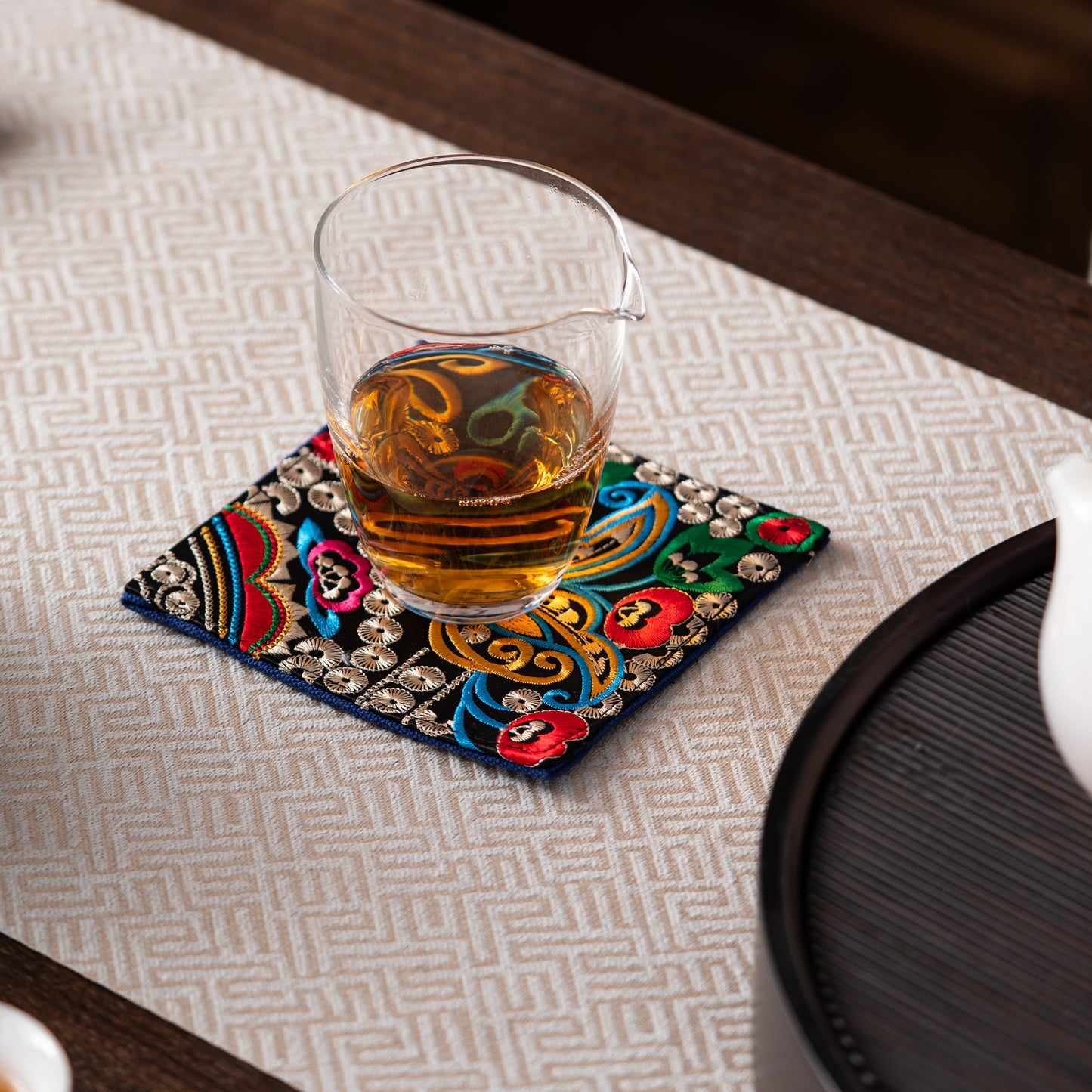 Miao-Style Embroidered Tea Mat