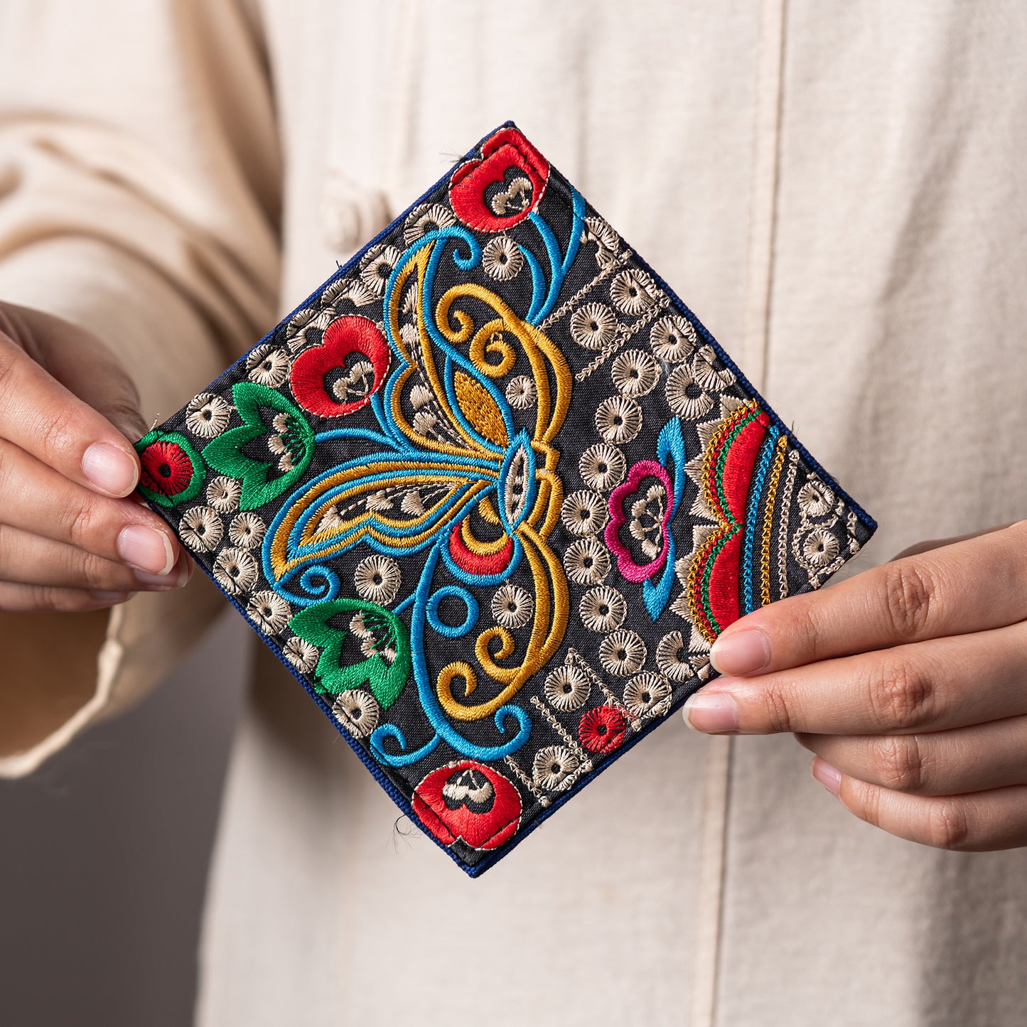 Miao-Style Embroidered Tea Mat
