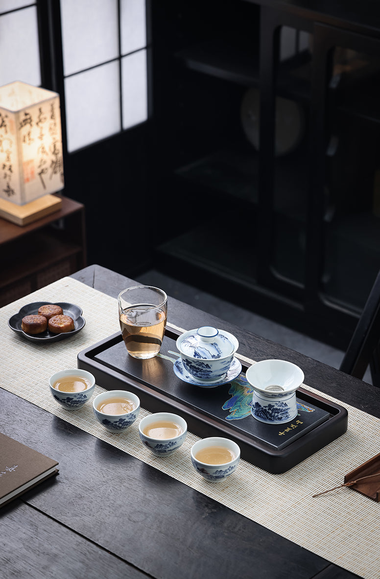 "One Thousand Li of Mountains and Rivers" Stone Tea Table - Jesse's Teahouse