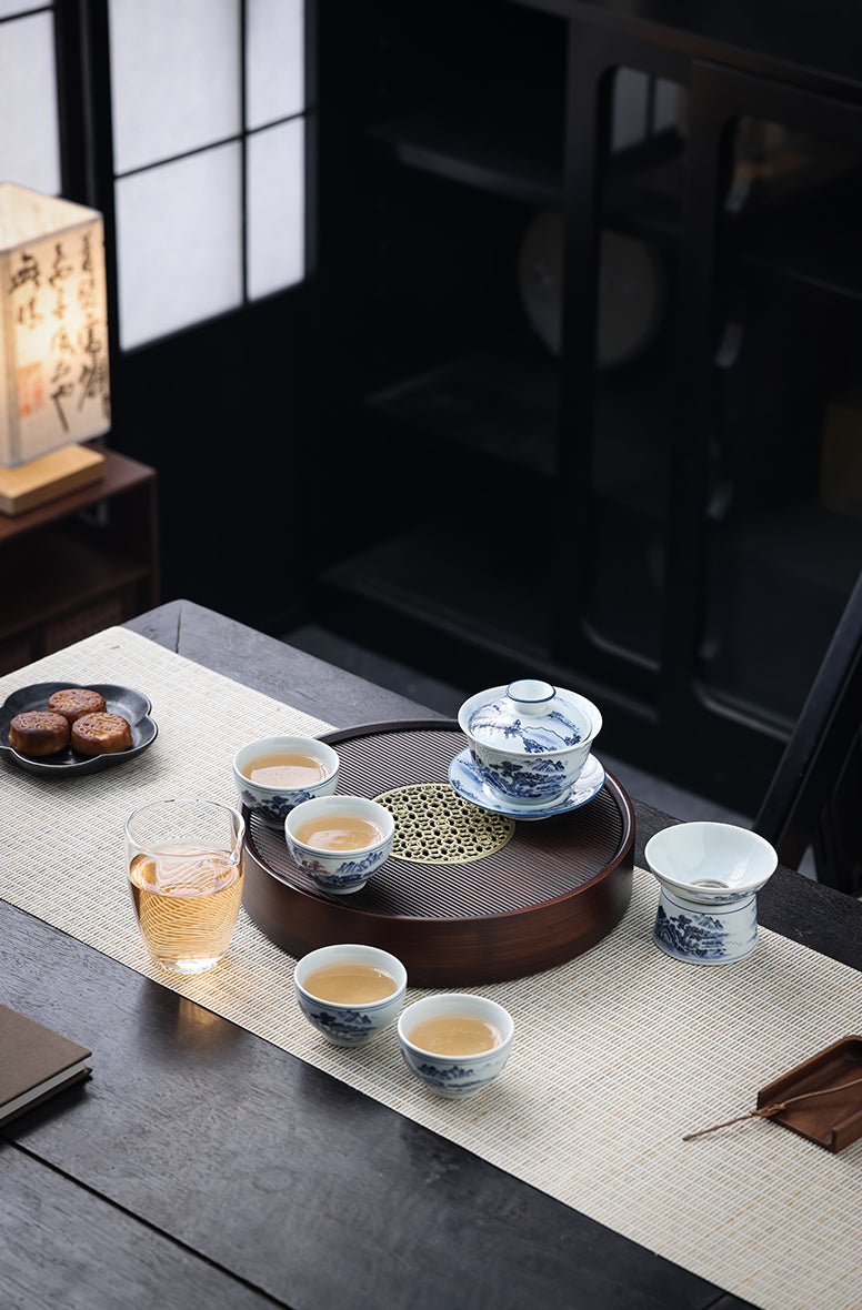 Circular Metal-Insert Tea Tray - Jesse's Teahouse