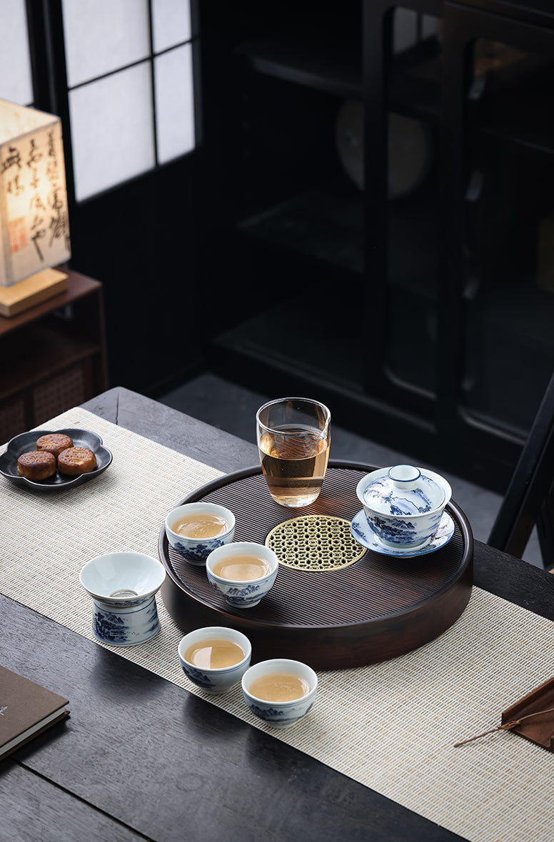 Circular Metal-Insert Tea Tray - Jesse's Teahouse