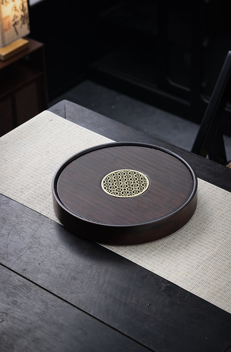 Circular Metal-Insert Tea Tray - Jesse's Teahouse