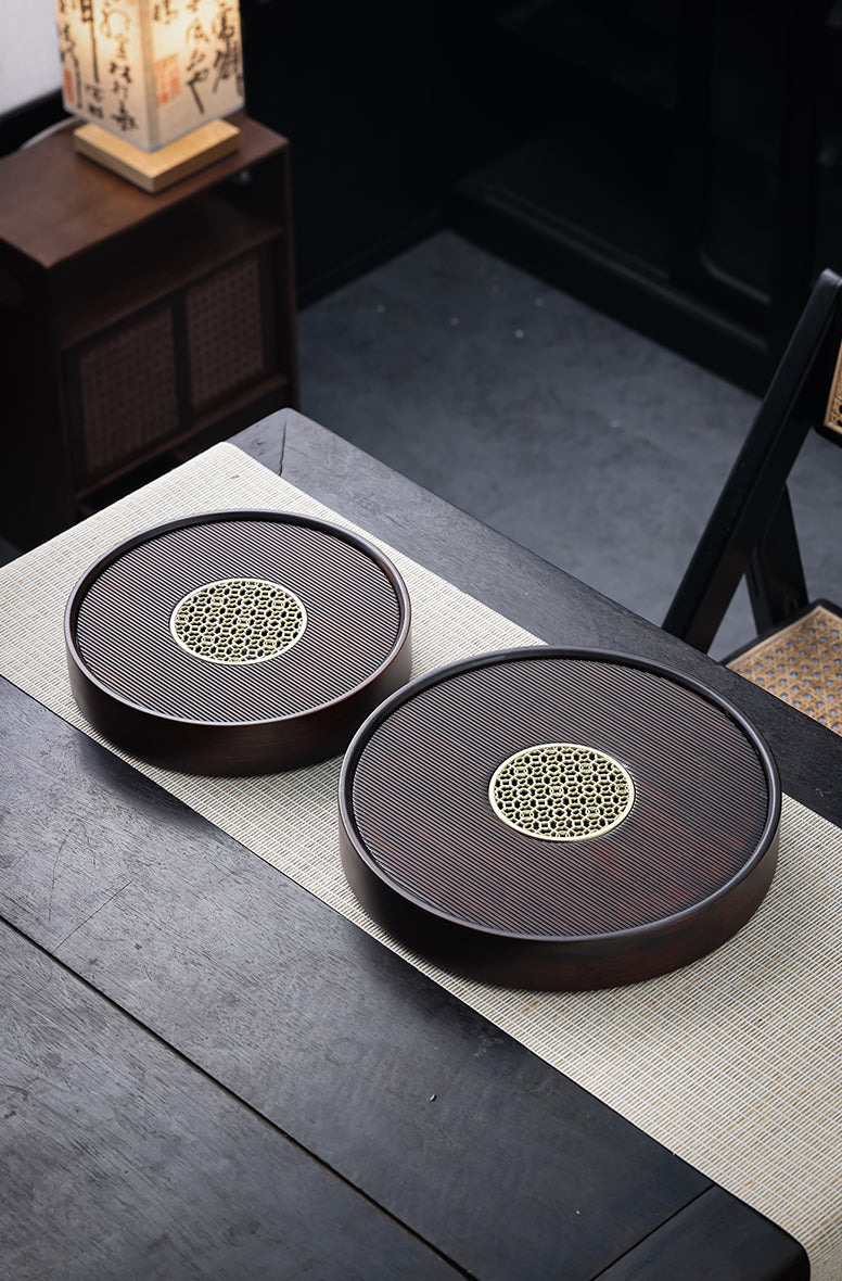 Circular Metal-Insert Tea Tray - Jesse's Teahouse
