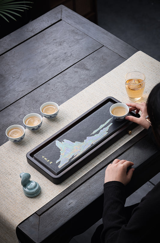 "One Thousand Li of Mountains and Rivers" Stone Tea Table - Jesse's Teahouse