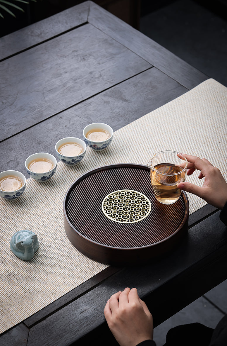 Circular Metal-Insert Tea Tray - Jesse's Teahouse