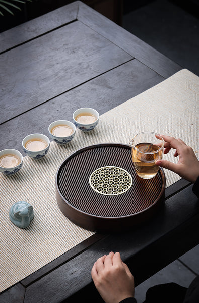 Circular Metal Insert Tea Tray Jesse s Teahouse