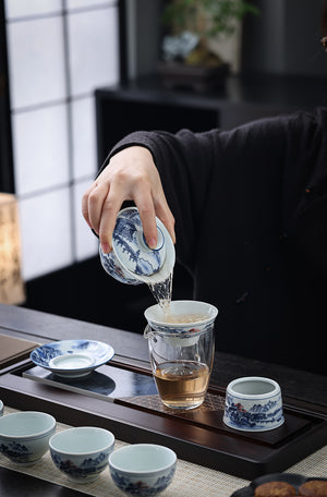 Open image in slideshow, Blue-White Porcelain Gongfu Tea Set
