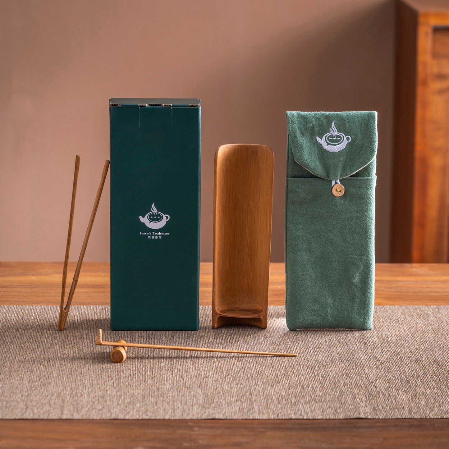 “Three Gentleman” Bamboo Tea Scoop Set
