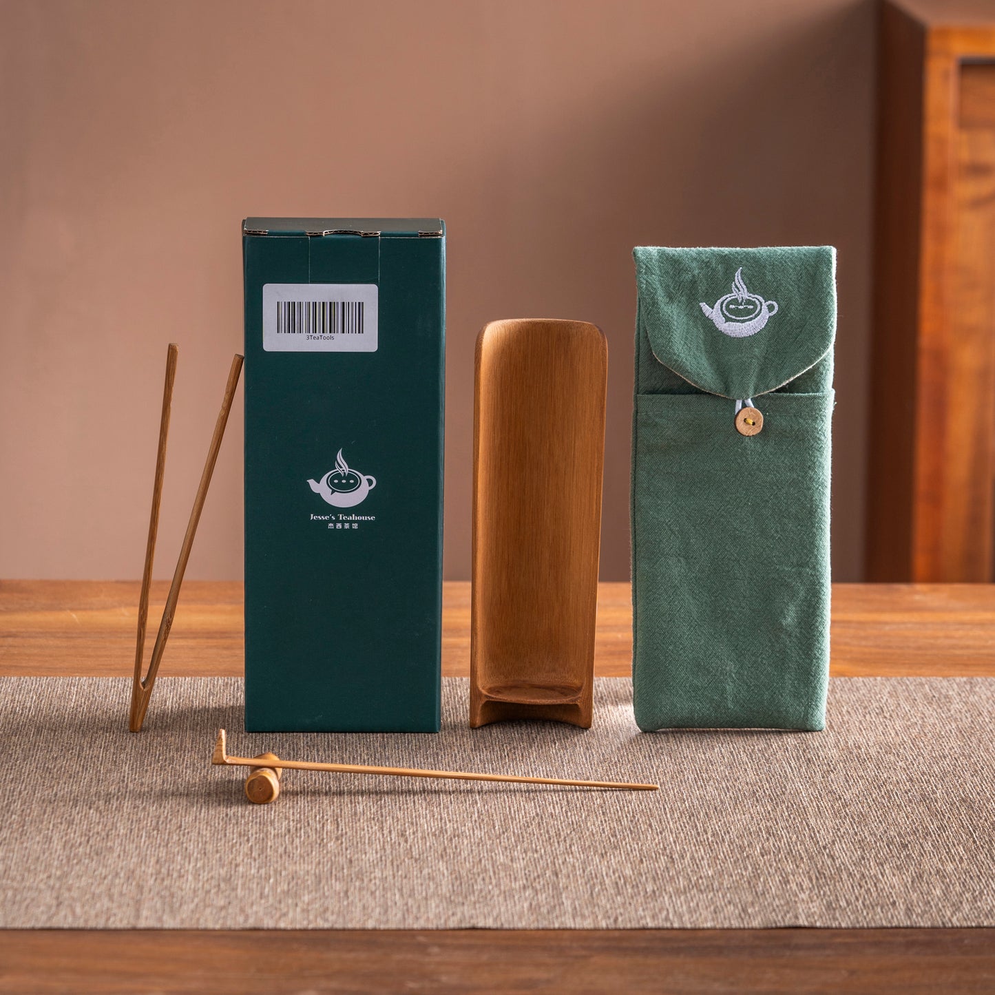“Three Gentleman” Bamboo Tea Scoop Set