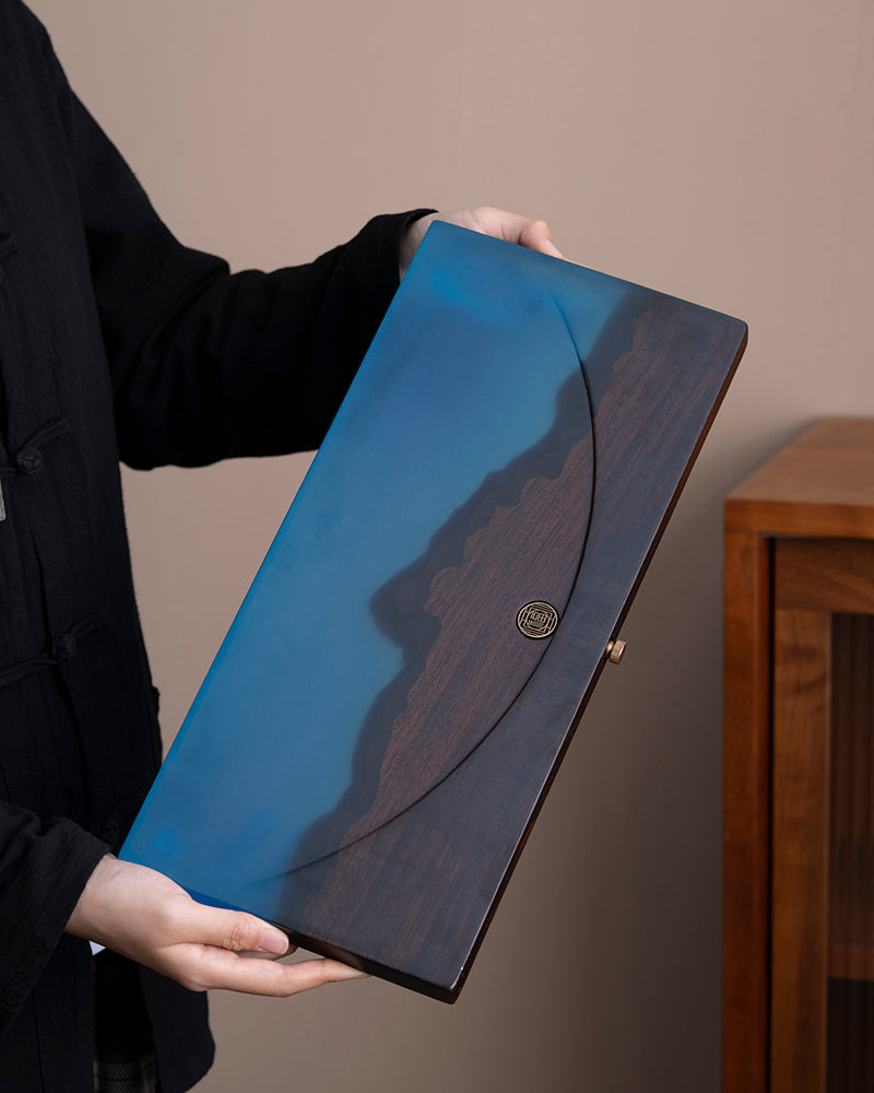 Half-Moon Wood & Resin Tea Table