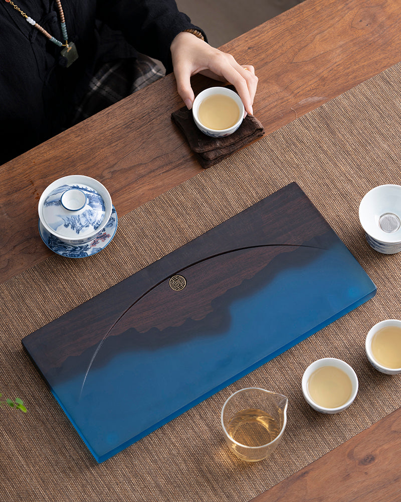 Half-Moon Wood & Resin Tea Table