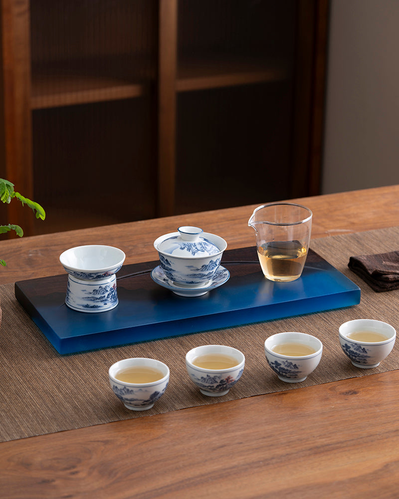 Half-Moon Wood & Resin Tea Table