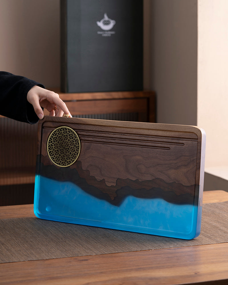 Three Peaks Wood and Resin Tea Table