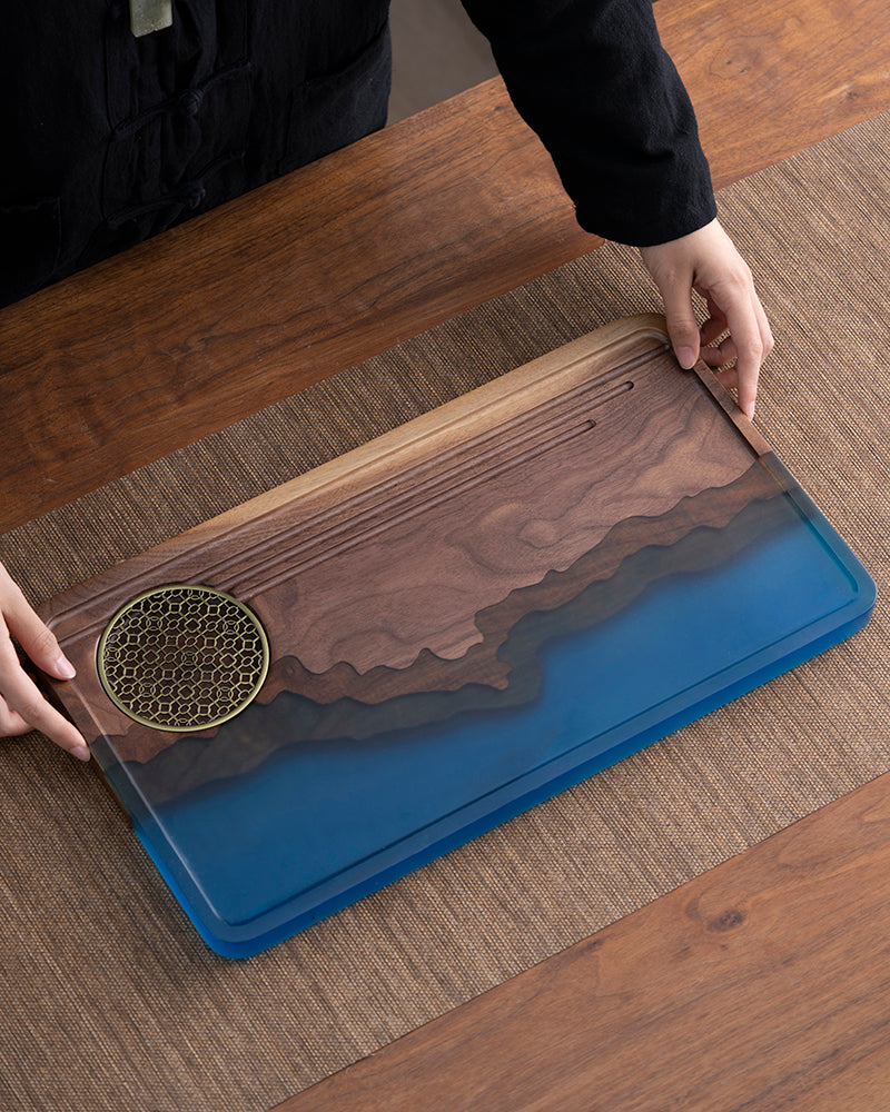 Three Peaks Wood and Resin Tea Table
