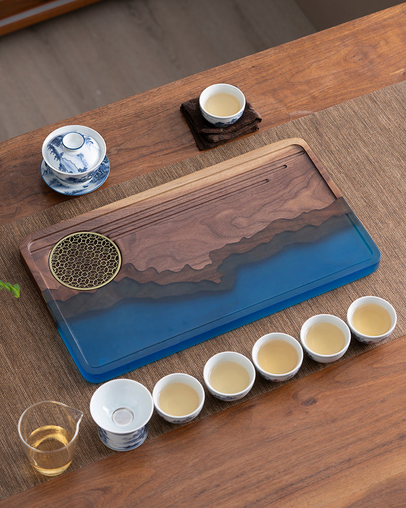 Three Peaks Wood and Resin Tea Table