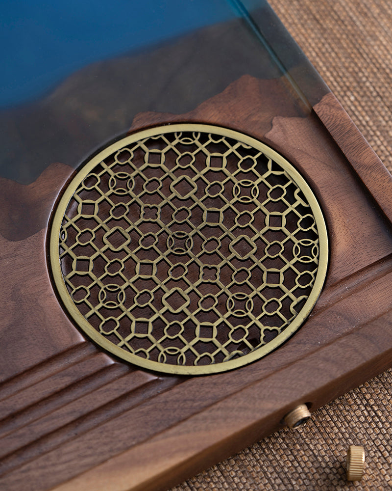 Three Peaks Wood and Resin Tea Table