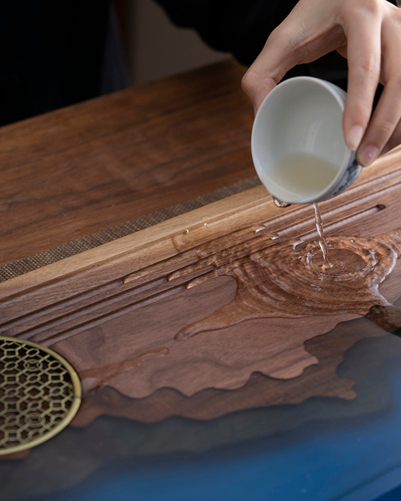 Three Peaks Wood and Resin Tea Table
