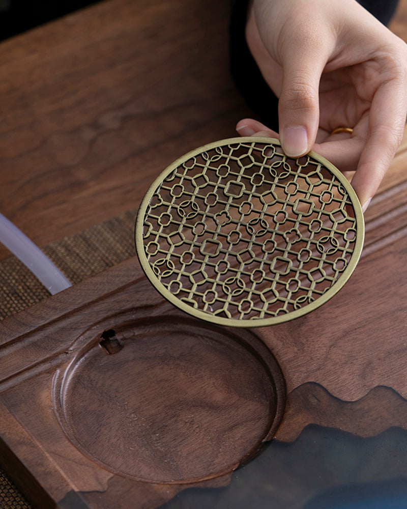 Three Peaks Wood and Resin Tea Table