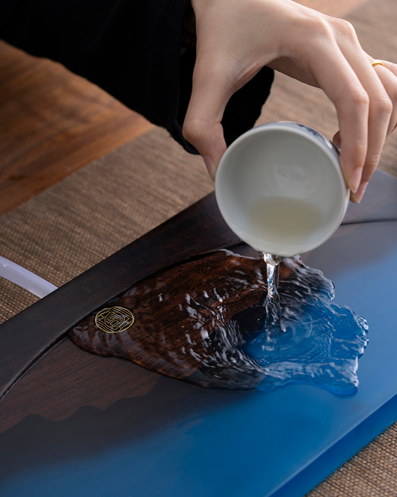 Half-Moon Wood & Resin Tea Table